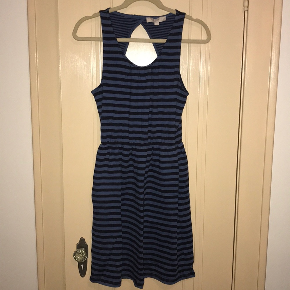 Navy Blue Stripped Tank Dress